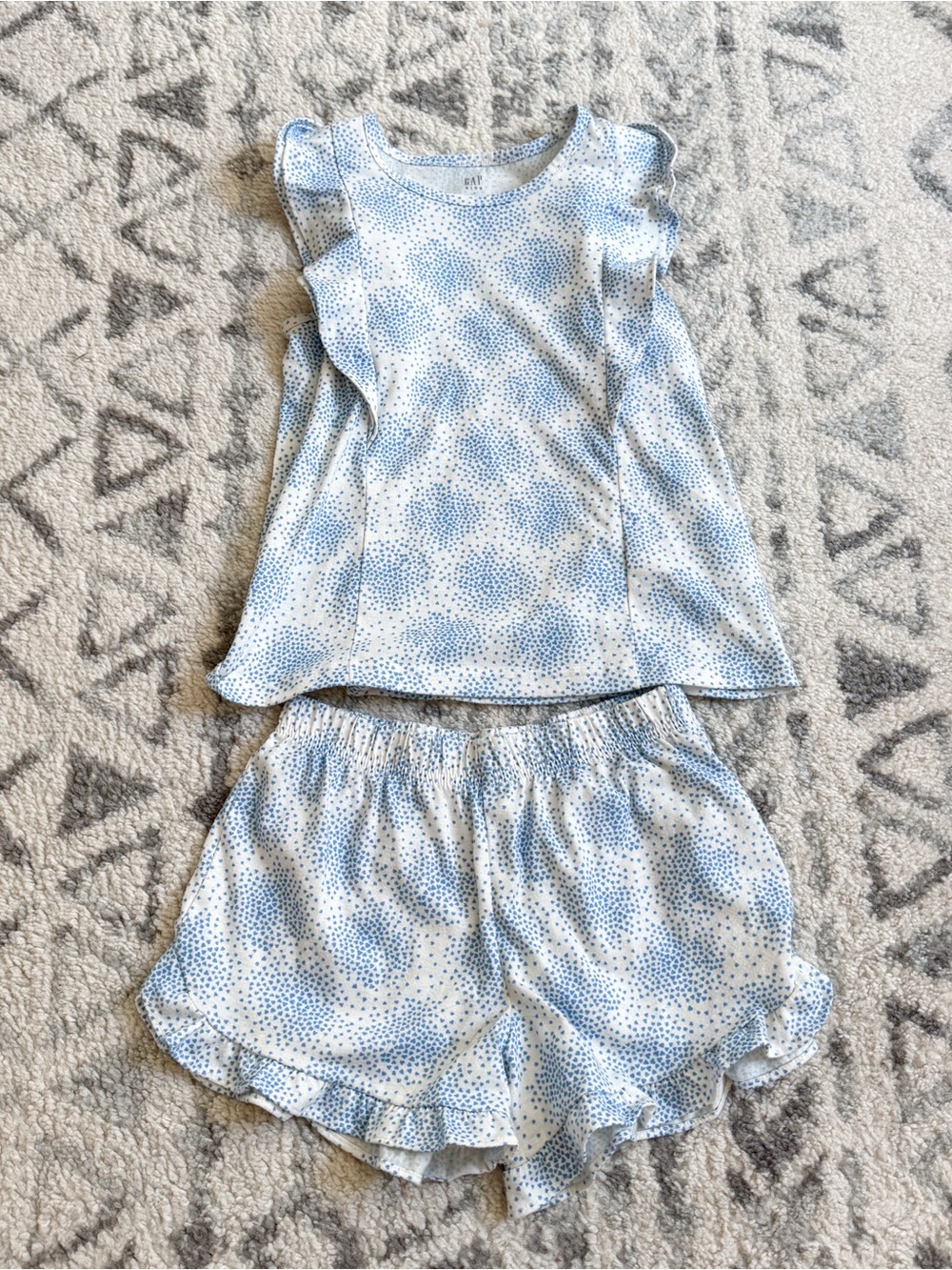 Gap Blue and White Flutter Sleeve Pajamas